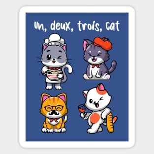 Un deux trois cat - cute French cats (on dark colors) Magnet